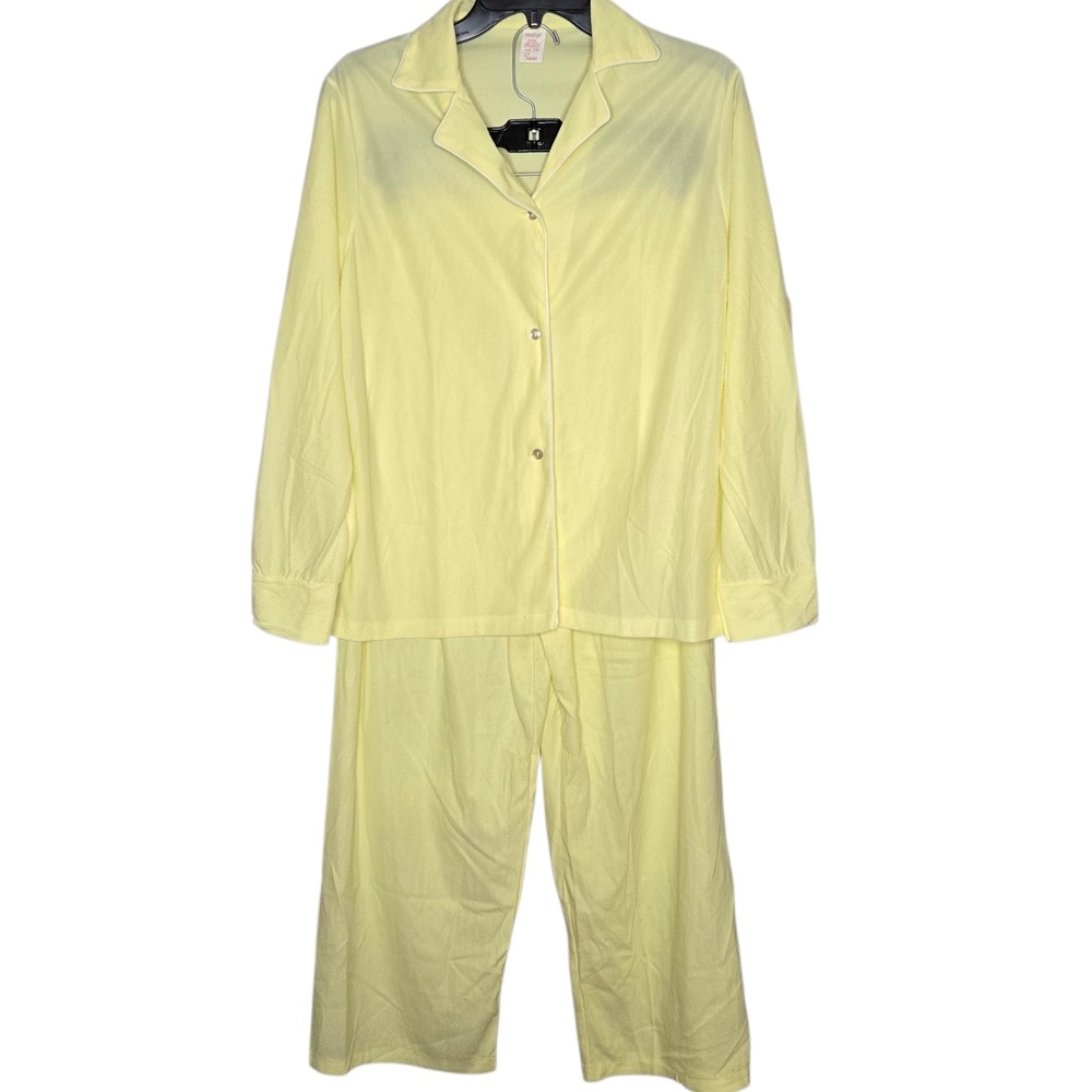 VTG Sears Yellow Pajama Set Size 36 M 2pc Grandma Coquette Cottagecore Lounge